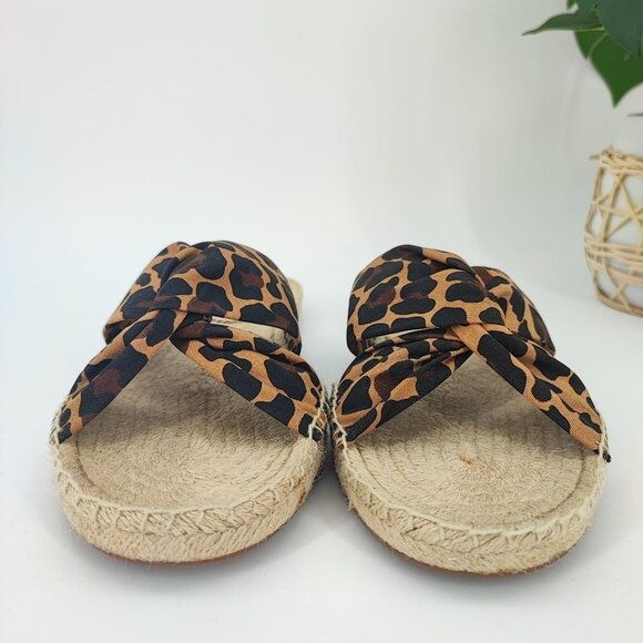 J. Crew Women's Leopard Print Brown Fabric Sandals Size 9.5 - Picture 2 of 9